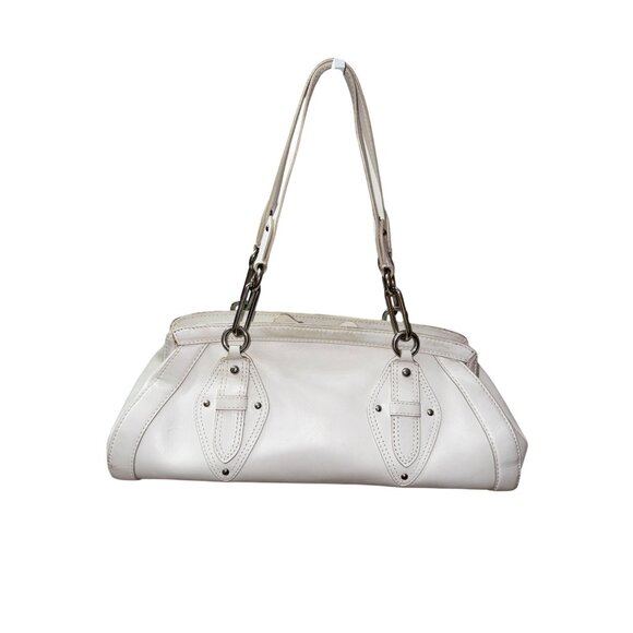 Cole Haan Trinity White Leather Handbag With Silver Hardware Y2K Classic Rave - Picture 2 of 10
